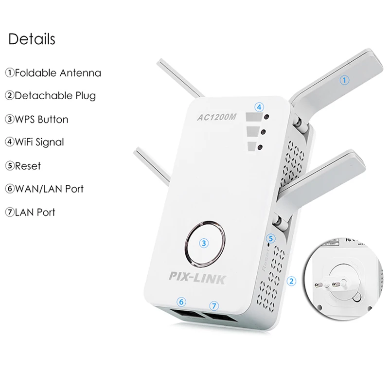 2 4G/5G Wi-Fi ретранслятор двухдиапазонный усилитель сигнала Ap 1200 Мбит/с Беспроводной