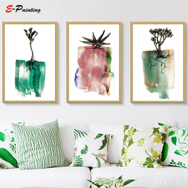 Современная Картина на холсте сочные Gasteria фотография Акварельная почва