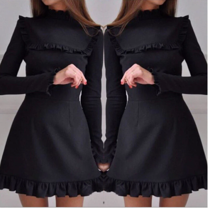 Для женщин элегантное платье торжественное однотонное Цвет гофрированные