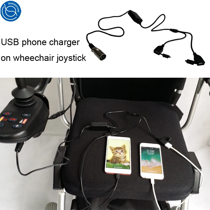 USB wheelchair power adapter cable converter with phone charger | Braces &amp Supports