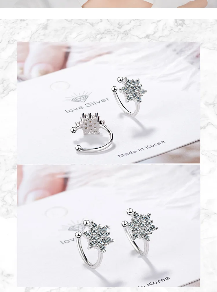 KITEAL 925 exo посеребренные девичьи Ожерелья Подвески Снежинка безушные клипсы для