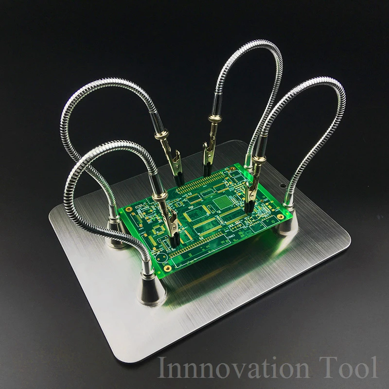 2 в 1 магнитный зажим для печатных плат с печатными цепями, помогающий рукам инструмент для пайки третьей руки с 4 металлическими руками и крокодильчиками.