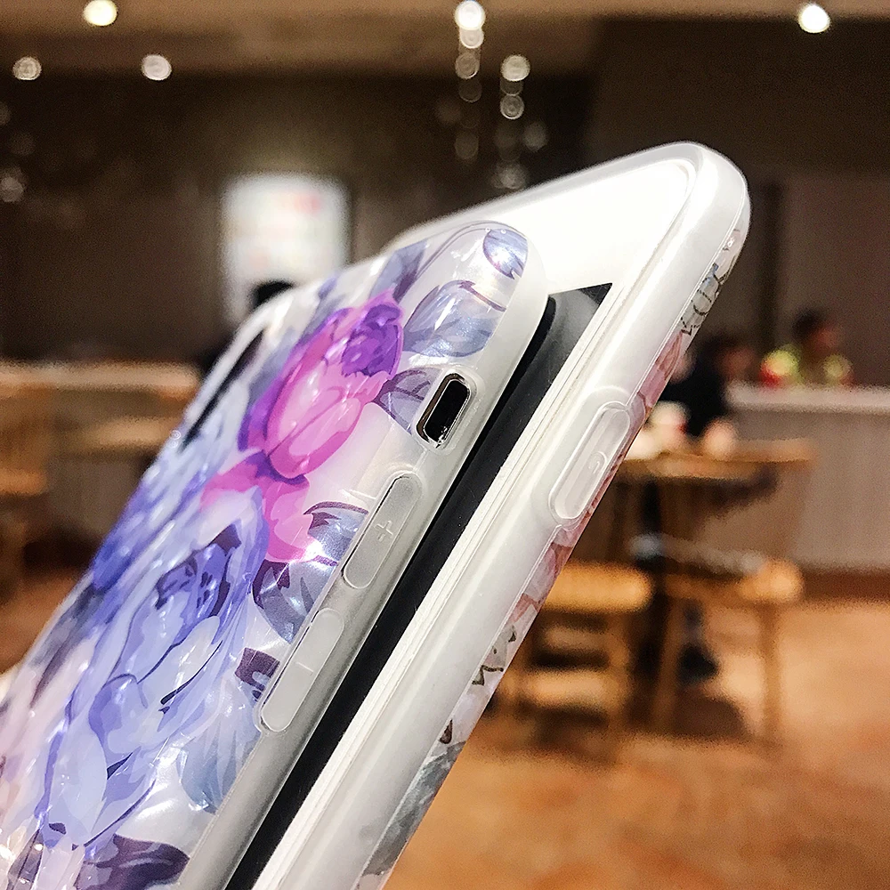 Роскошный чехол с текстурой цветка для iPhone 11 Pro XR XS Max X 8 7 Plus 6S Мягкий IMD кольцо