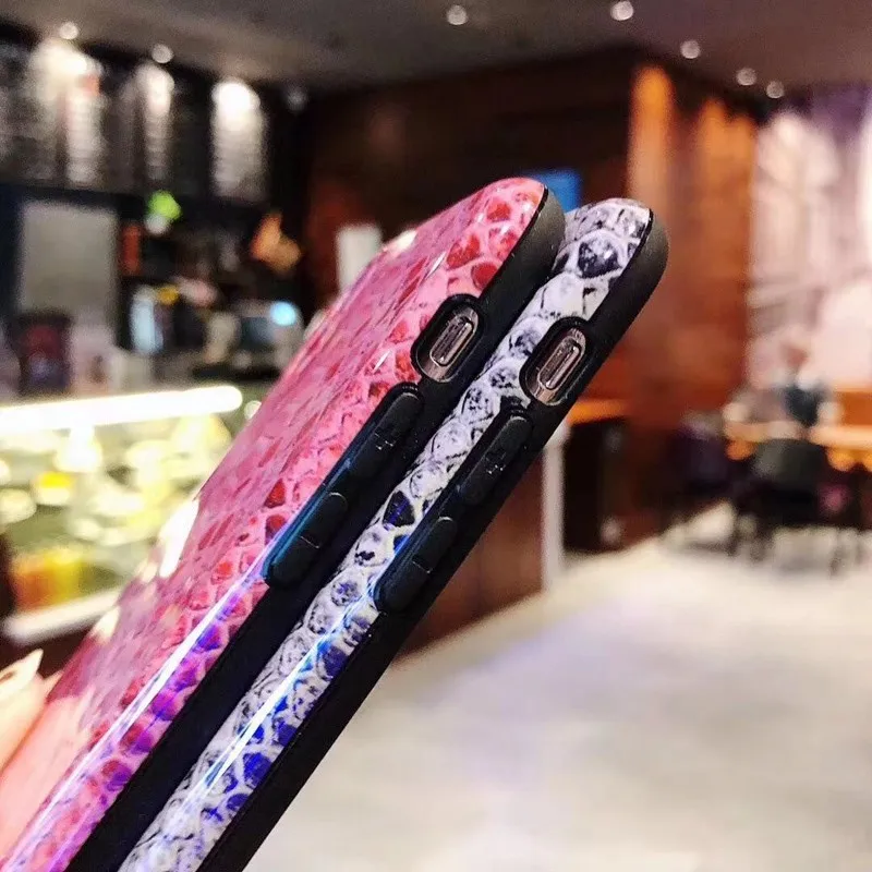 Винтажный чехол для телефона из змеиной кожи iphone XS Max синий свет ТПУ + ПК чехлы X XR 6