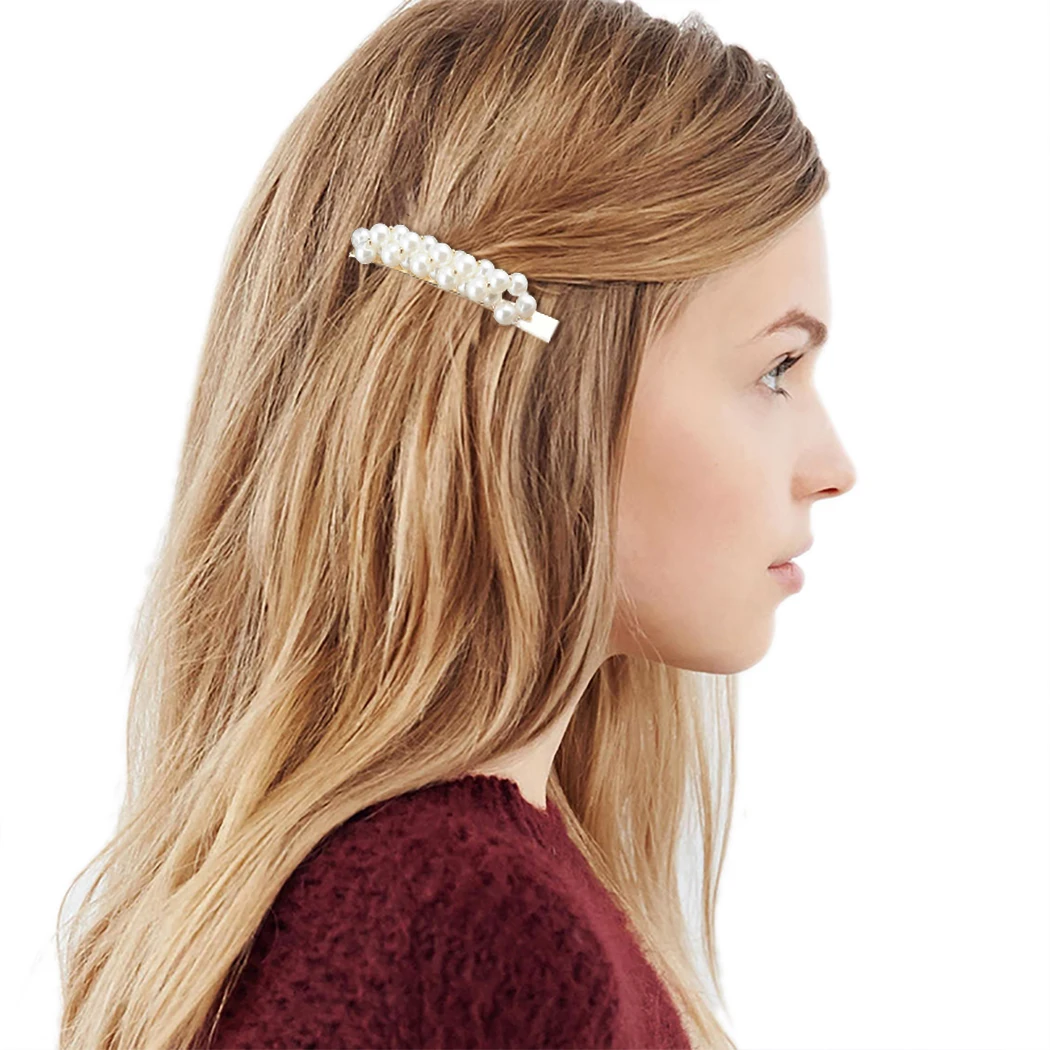 2019 New Fashion 2pcs Women Pearl Hair Clip Snap Barrette Stick Hairpin Styling Accessories For Girls |