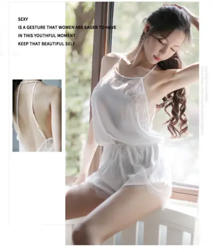 

2pcs Lingerie Sexy Lace Sleeveless Loose Pigiama Sets 2019 New