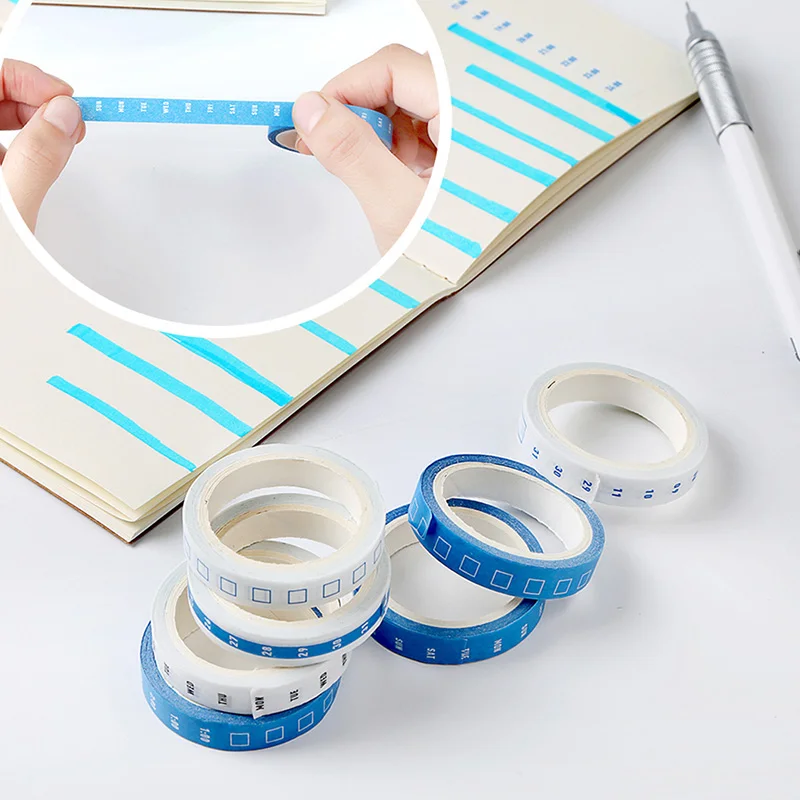 4Pcs SBlue White Masking Tape imple Washi Decorative Adhesive For Kids DIY Scrapbooking Diary Photos Albums | Канцтовары для офиса