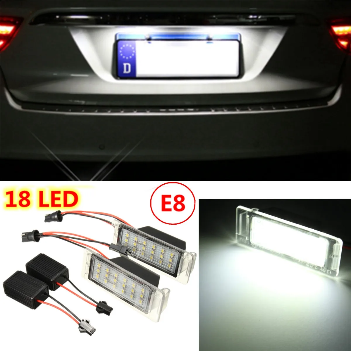 2 шт. белые светодиодные лампы 3 Вт 18 SMD для номерного знака | Автомобили и