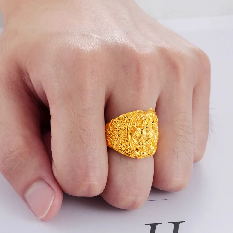 2019 Популярные вьетнамские 24k аллювиальные золотые мужские кольца сохраняющие
