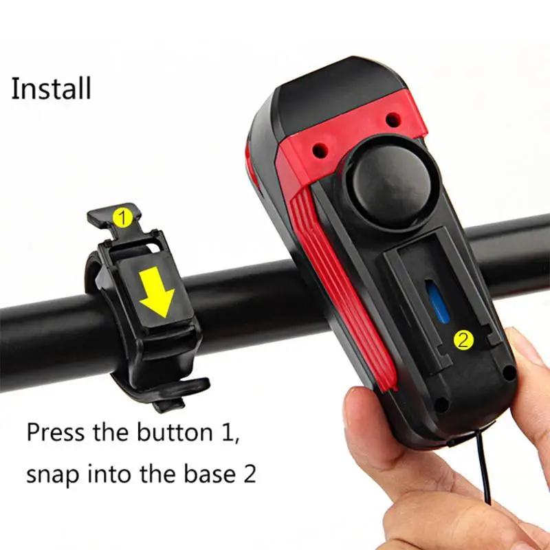 

New Super Bright Bicycle Headlight USB Rechargeable Waterproof LED Bike Light Touch Switch Light With 5 Tones Alarm Bell Horn