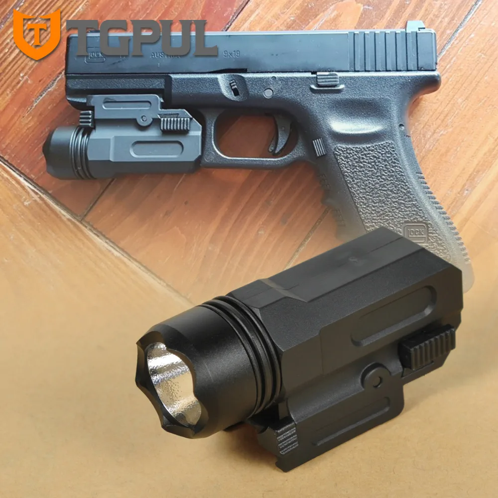 

Мини-светильник рь для пистолета TGPUL Airsoft, тактический светодиодный фонарь для винтовки с быстроразъемным Рельсом 20 мм 17 19 18C 24