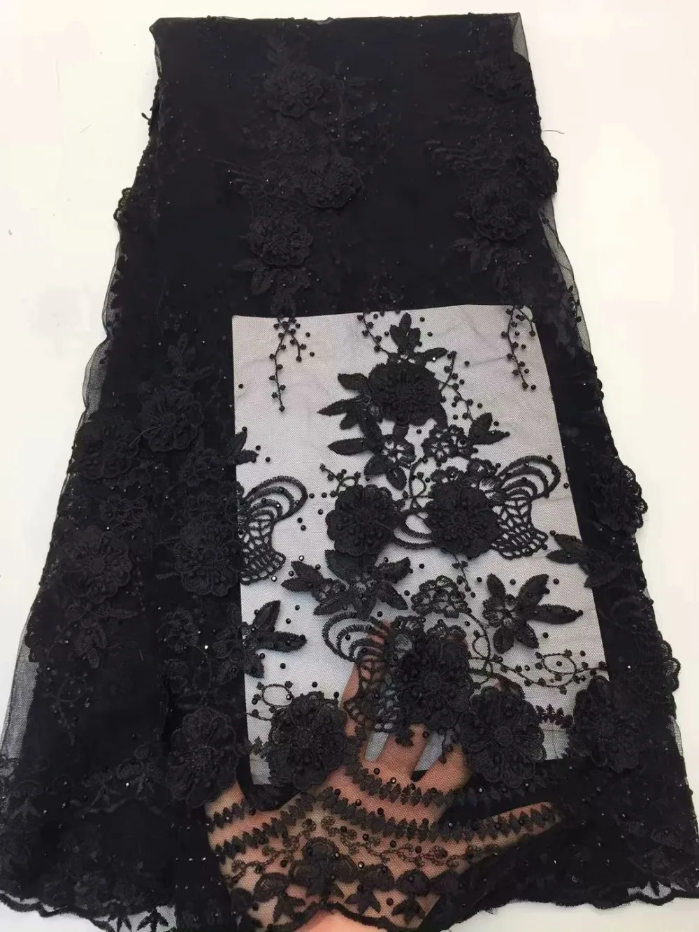 African 3D lace fabric high quality 2018 flowers applique french tulle stones Nigerian mesh net for wedding party | Дом и сад
