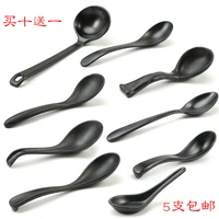 melamine rice noodle soup spoon restaurant commercial black hook ramen restaurant plastic korean long handle spoon 10pcs