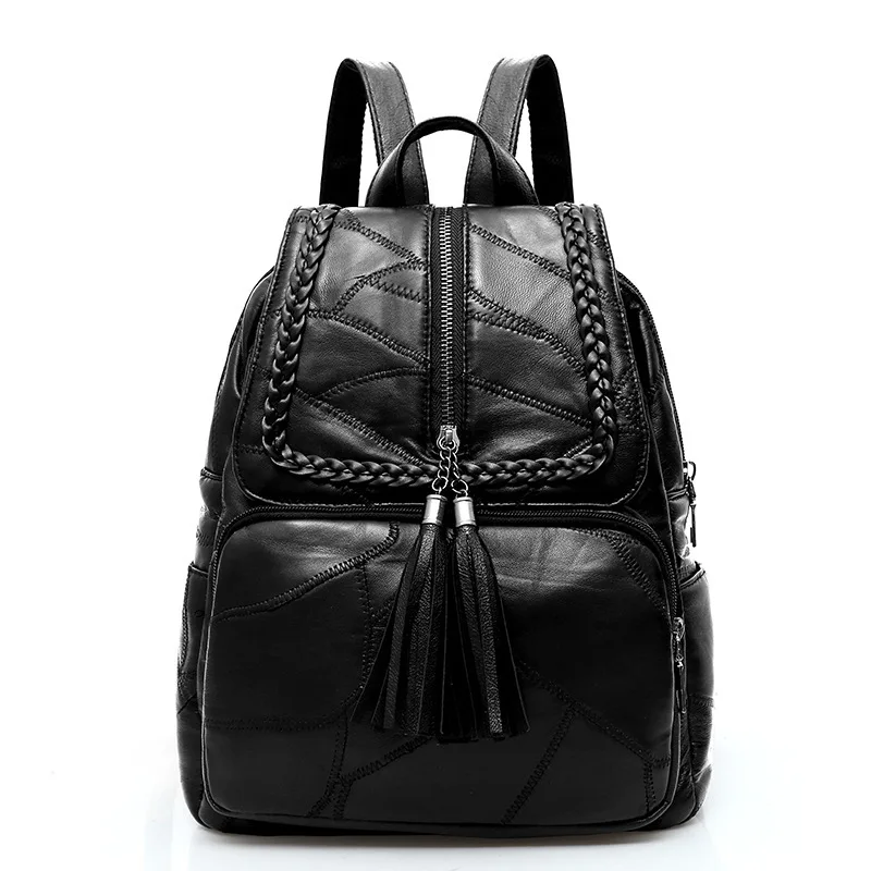Мягкий рюкзак из натуральной кожи женская сумка на молнии Mochila Feminina овечьей