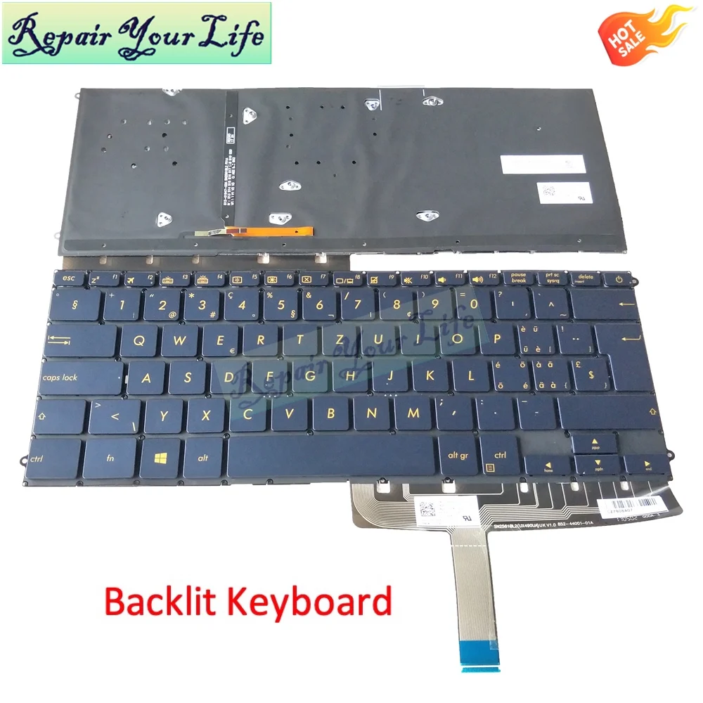 

Новый UX490 GE/Немецкий SF SW клавиатура с подсветкой для Asus ZenBook 3 Deluxe SN2561BL2 SG-86720-2XA 0KNB0-D632SF00 D632GE00 темно-синий
