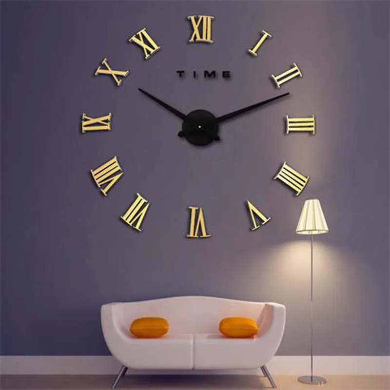 Modern Roman Numbers Acrylic Mirror Wall Sticker Clock Silent DIY Home Decor | Дом и сад