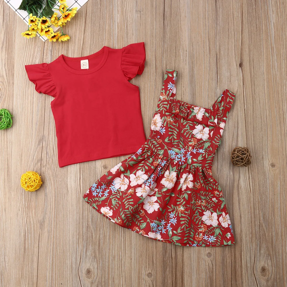 Одинаковая одежда для сестер хлопковая футболка без рукавов с оборками топы