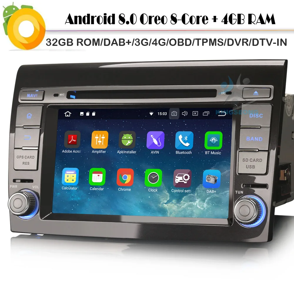Восьмиядерный DAB + для FIAT BRAVO Автомобильный GPS навигационный плеер Android 8 0