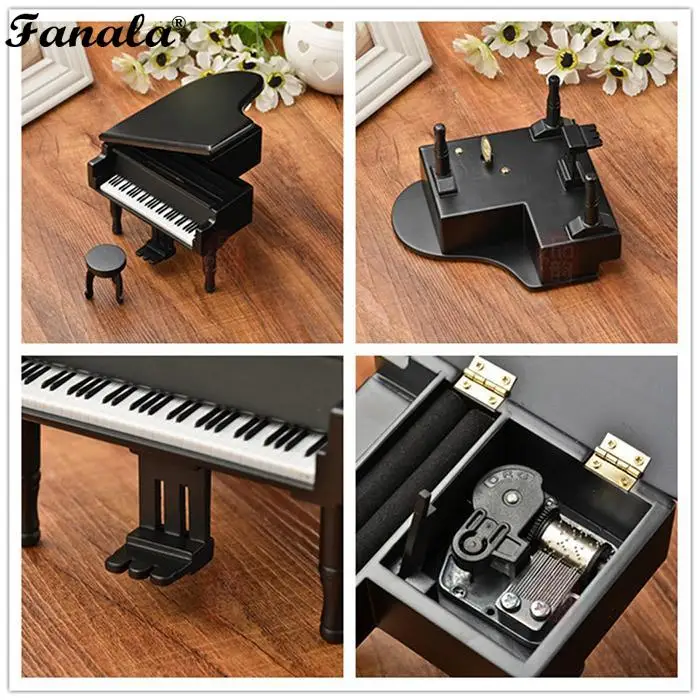 Мини деревянная музыкальная шкатулка для фортепиано домашние геометрические