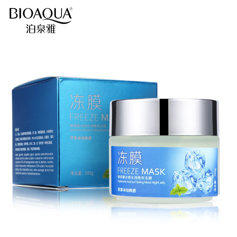 BIOAQUA Гиалуроновая кислота мята прохлада увлажняющая маска для сна на лицо