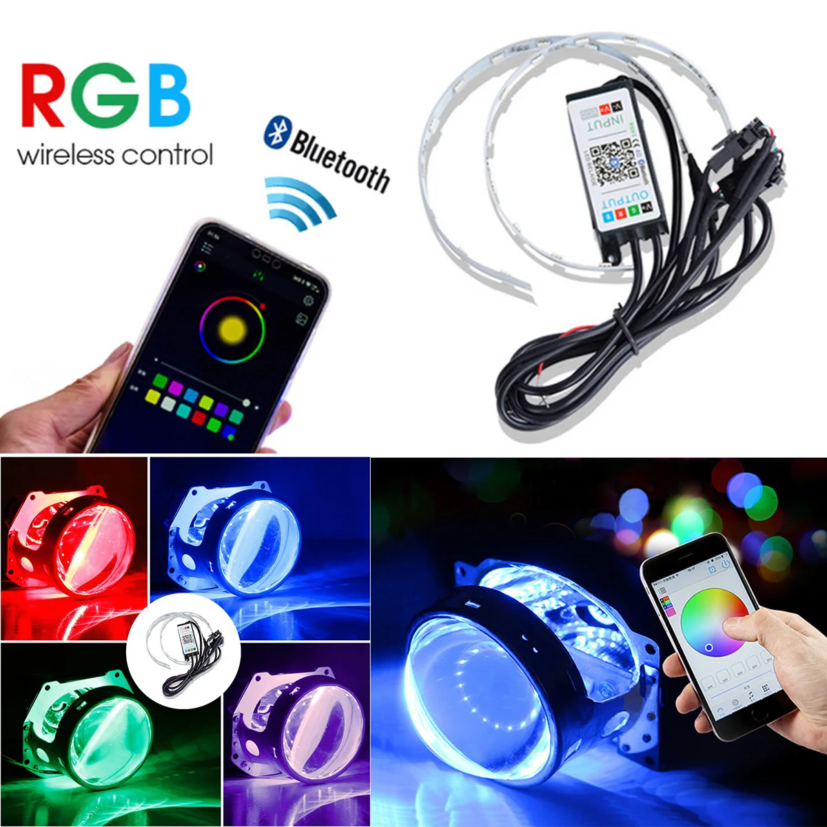 1 пара автомобильных фар rgb проектор Led Devil Eye Demon лампа для приложения