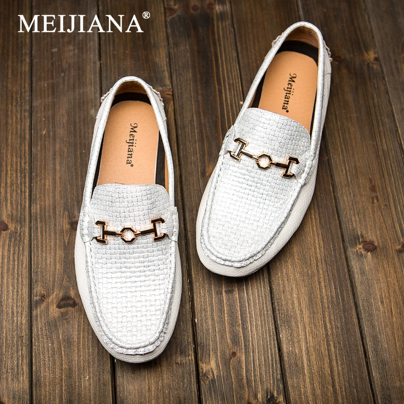 MEIJIANA Black and White Loafers Men Boat Shoes Summer Light Men's Casual Driver | Обувь