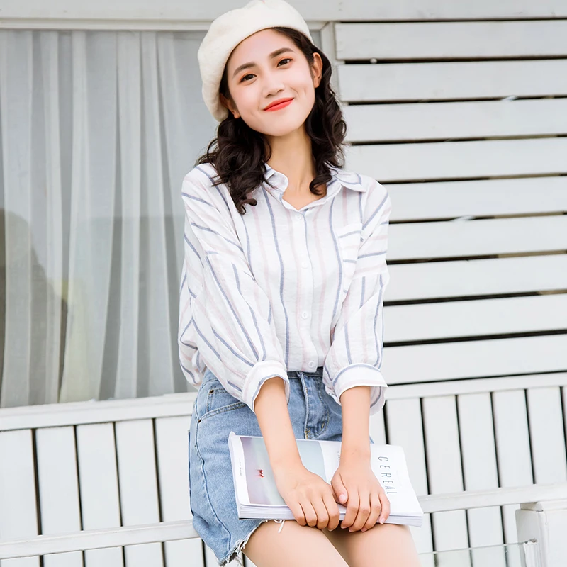 2019 Новинка весны элегантный дизайн Для женщин рубашки три четверти рукав