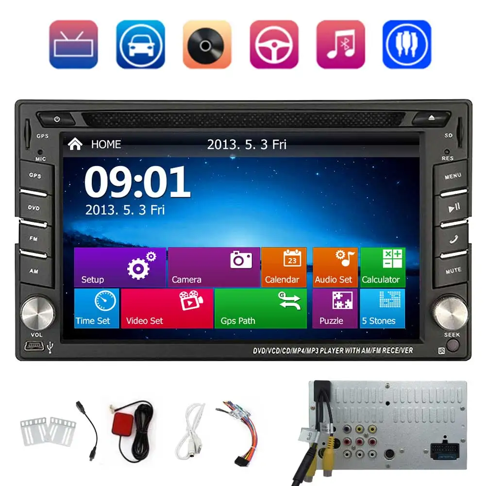 6 2 &quotдвойной Din сенсорный экран автомобиля Радио DVD CD плеер Bluetooth FM GPS для