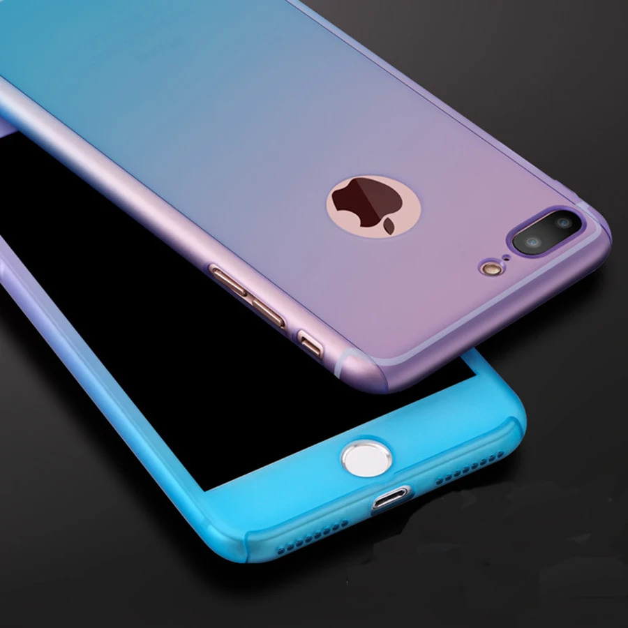 360 Универсальный градиентный противоударный чехол для iPhone 6 6S 7 8 Plus 5 5S 5SE Чехлы