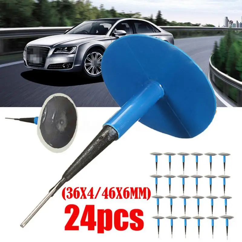 

24pcs/set Car Tyre Puncture Repair Tubeless Wired Mushroom Plug Patch Kit for Auto Vehicle Truck 4mm/6mm