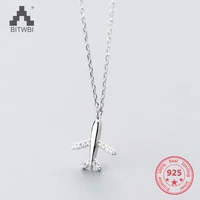 pure 925 sterling silver european american new design creative concise airplane pendant necklace fine jewelry
