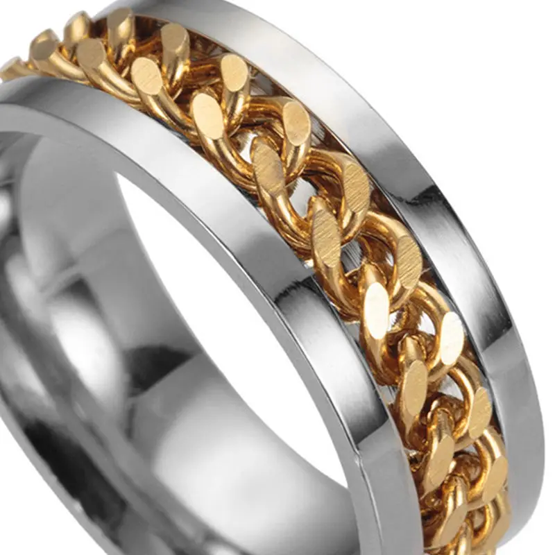 

Sale 8mm Rotatable Chain Ring For Men Women Titanium Stainless Steel Flexible Casual Wedding Finger Rings Male Jewelry Gift