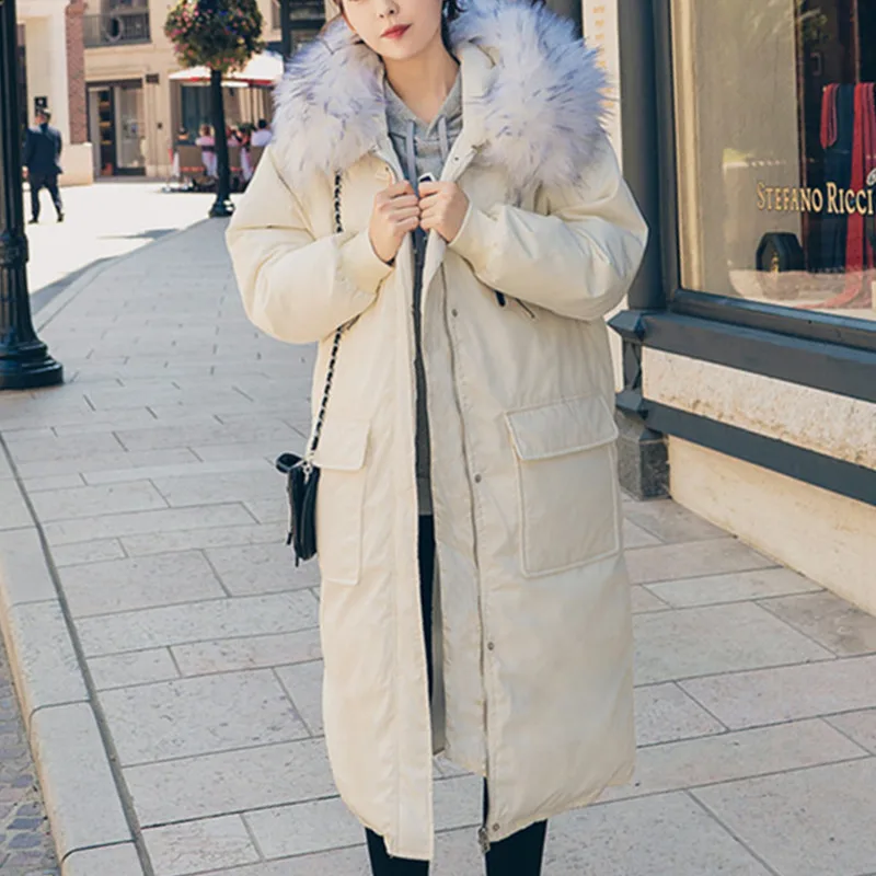 Women Winter Coat Thicken Padded Parkas Hooded 2018 Warm Fox Fur Collar Cotton Long Jacket High Quality Wadded Outerwear PJ307 | Женская