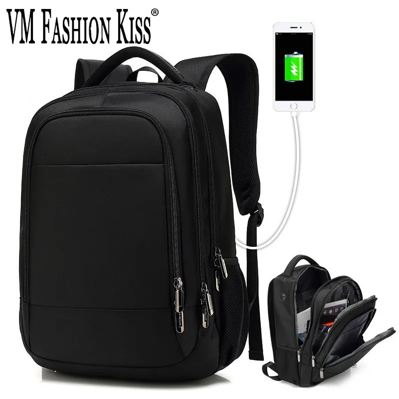 VM FASHION KISS Business Male 15.6 Laptop Backpack For Men Student Woman School Both Shoulders USB Charging Travel Backpacks