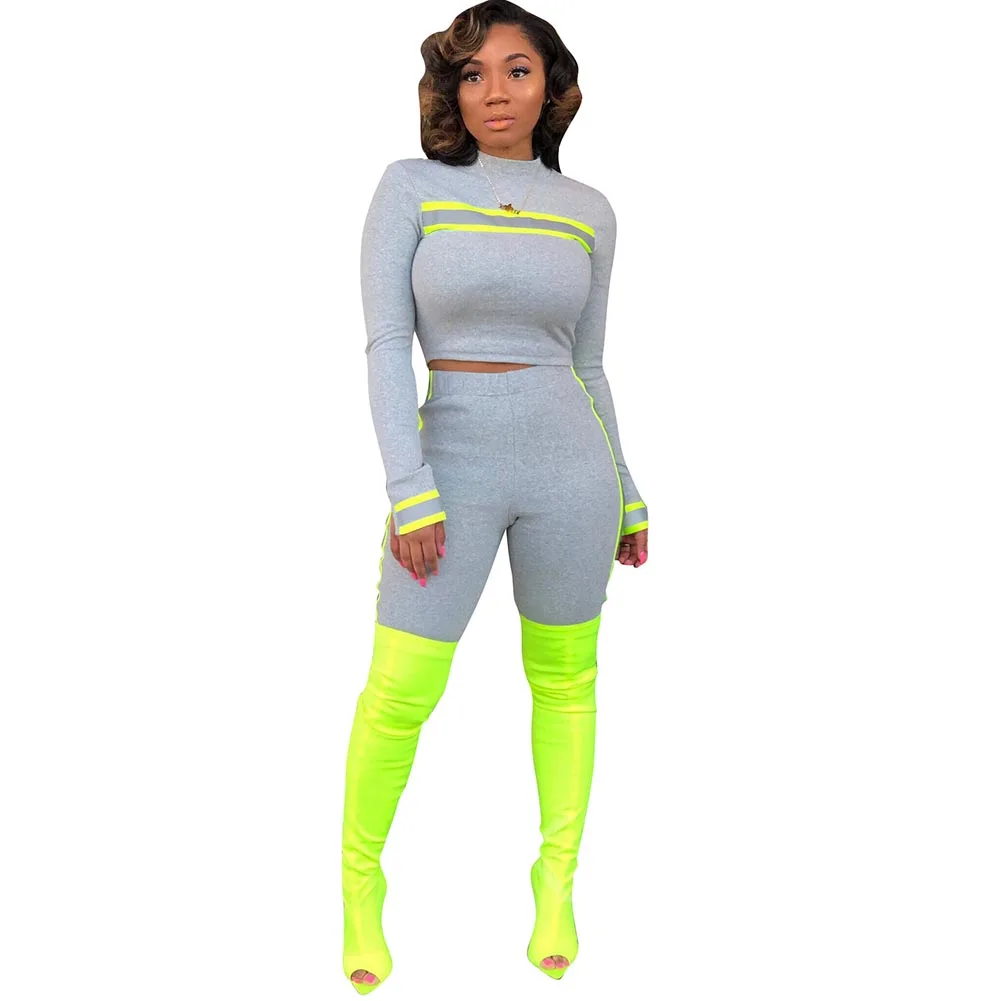 Женские повседневные спортивные костюмы из 2 предметов со светоотражающими