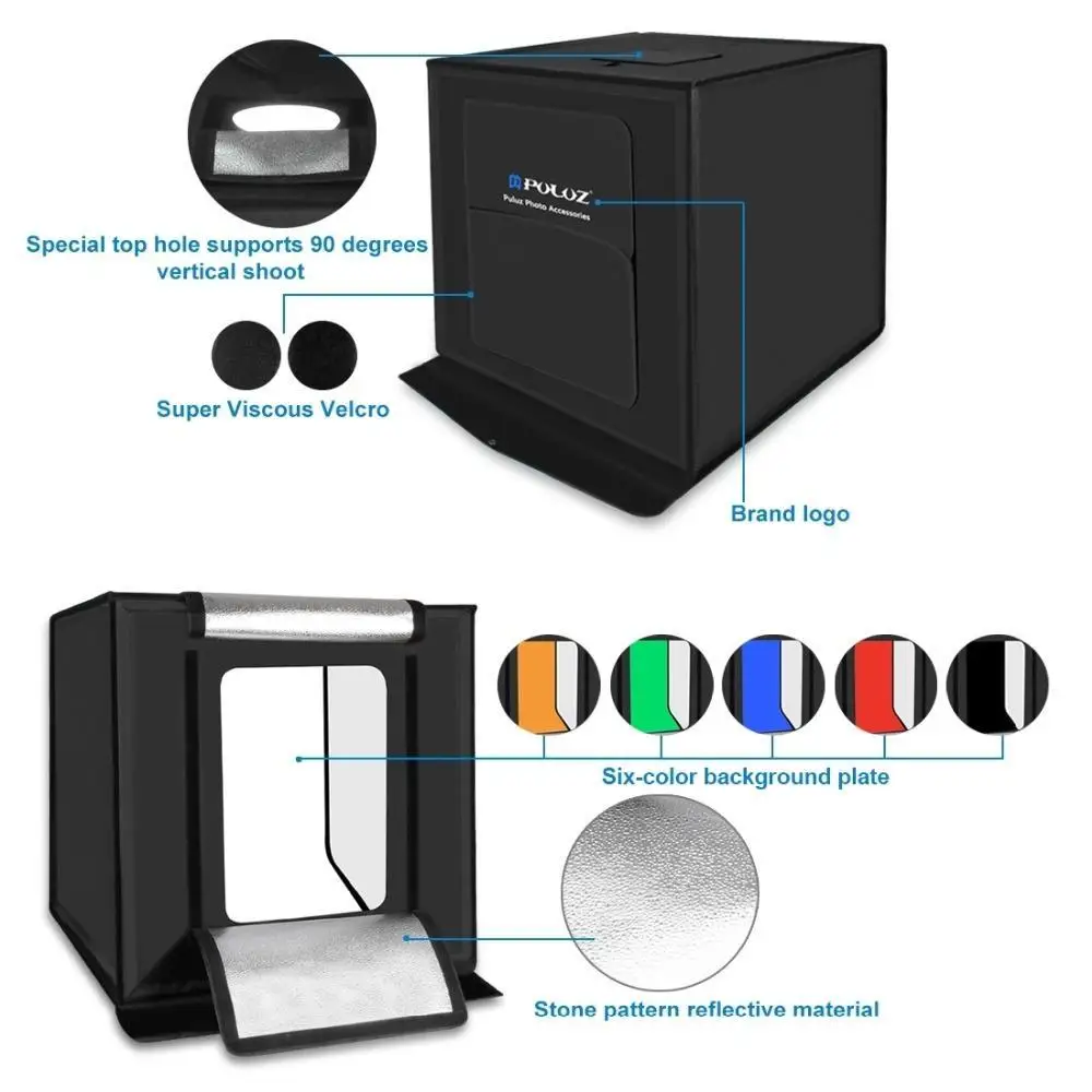 PULUZ 40*40 см 16inc мини фотостудия коробка лайтбокс Photograghy софтбокс Led фото освещение