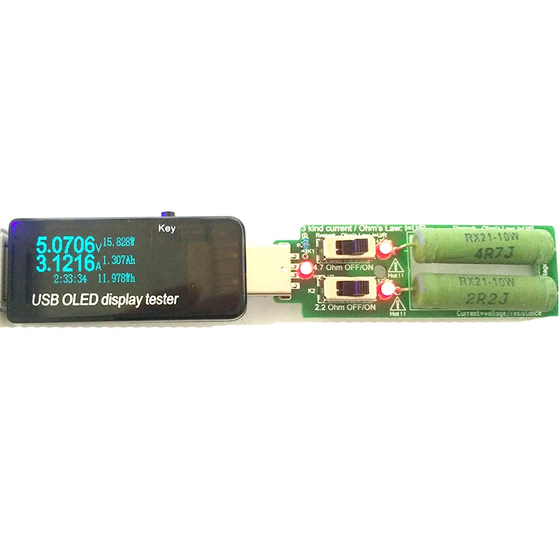 USB резистор dc электронная нагрузка с переключателем регулируемый 3 тока 5V1A/2A/3A