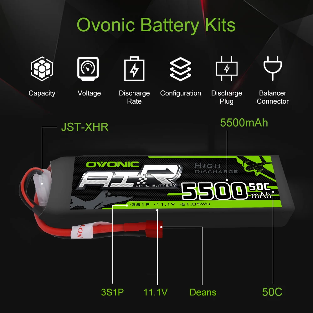 OVONIC 8000 мАч 4500 5500 3000 2200 1500 50C 6S1P 4S1P 3S1P 2S1P Lipo батарея для RC Heli Quad Aircraft Car Boat|Детали и
