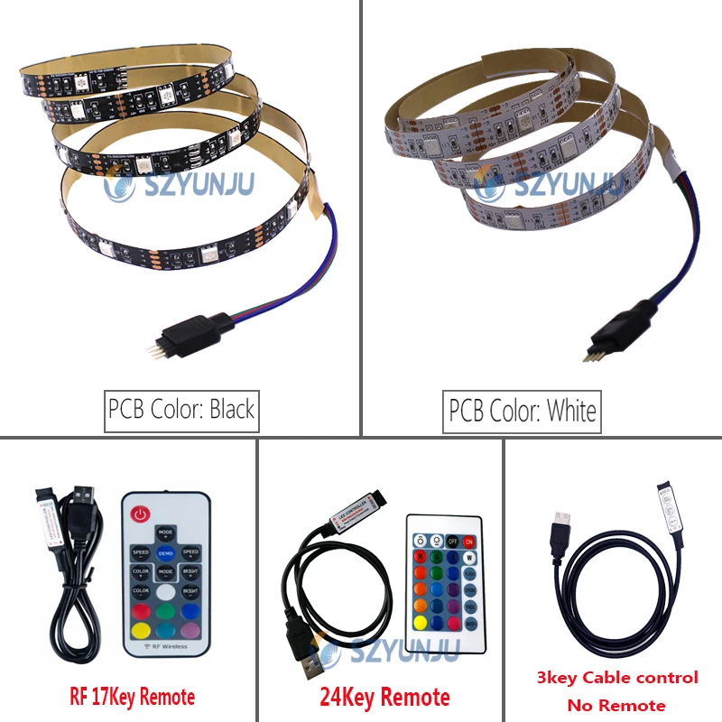 Светодиодная лента RGB DC5V 5050 60SMD/M комплект для подсветильник Ки телевизора + 3