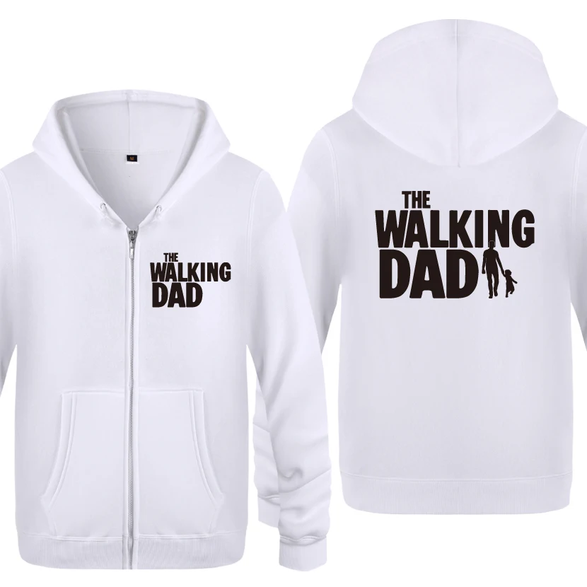 

Walking Dad Novelty Creative Gift Sweatshirts Men 2018 Mens Zipper Hooded Fleece Hoodies Cardigans