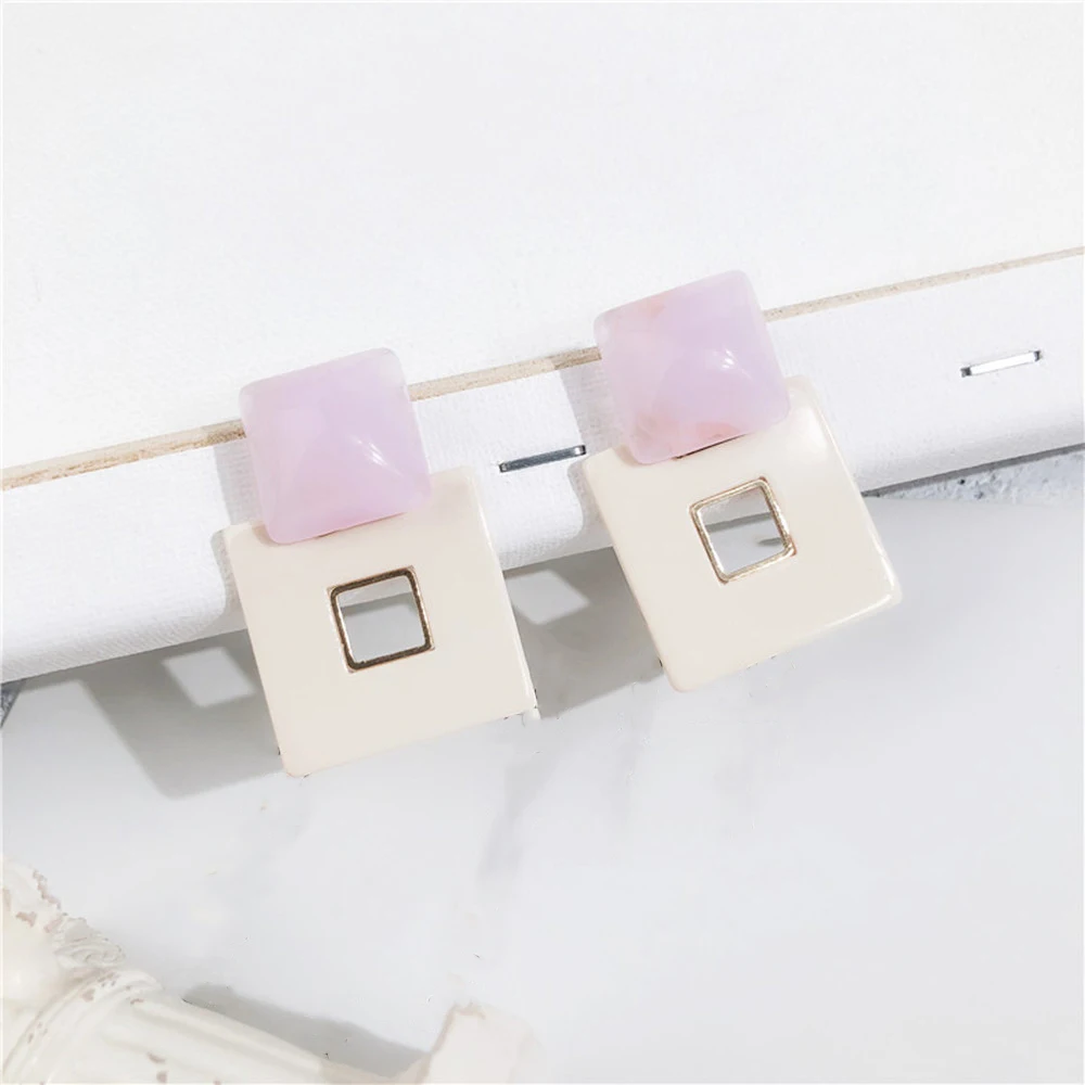 Fashion New Design Square Resin Drop Earrings Women Casual Statement Big Acrylic Dangle Trendy Party Jewelry | Украшения и