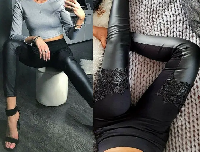 

2019 Hot New Fashion Women's Sexy Stretchy Pants Leather Skinny Leggings Pencil Trousers