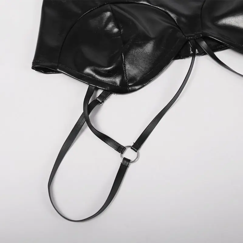 Для женщин пикантные майки летние из искусственной кожи в стиле панк Модные