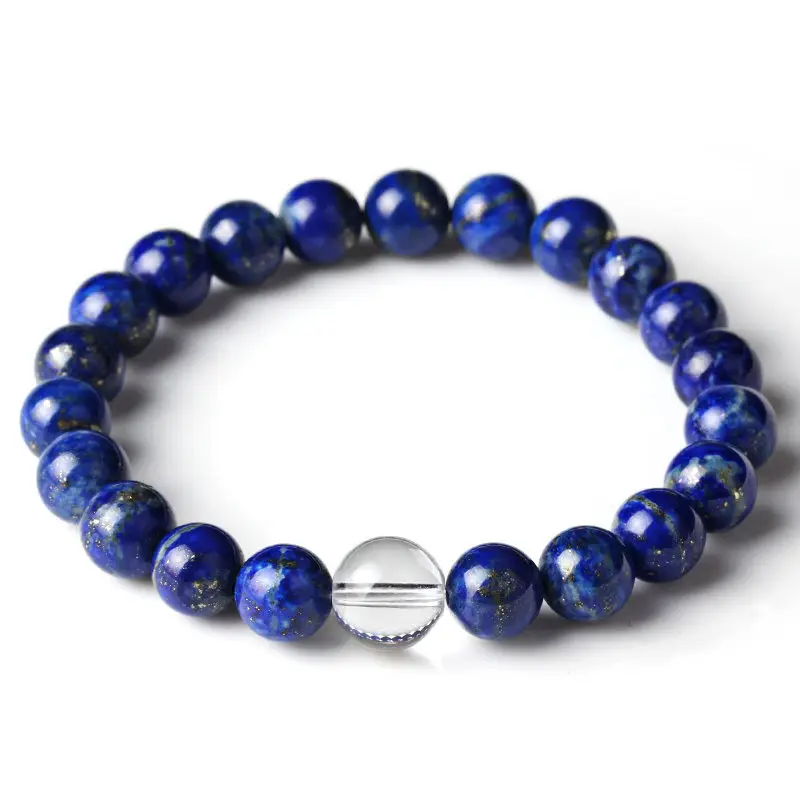 

Authentic Lapis Lazuli Beads With Crystal Bead Bracelet 17cm L