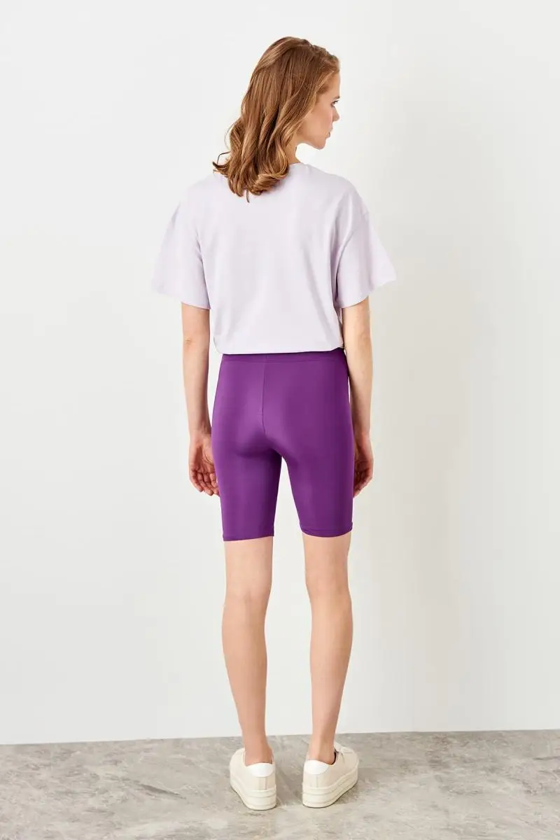 Trendyol фиолетовый Байкер трикотажные леггинсы TWOSS19YN0151|Колготки| |