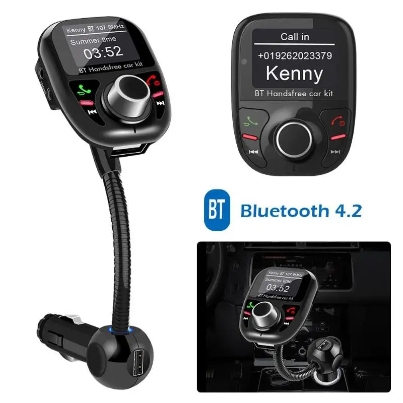 BT002 Bluetooth4.2 fm передатчик автомобильный комплект громкой связи mp3 плеер USB зарядное