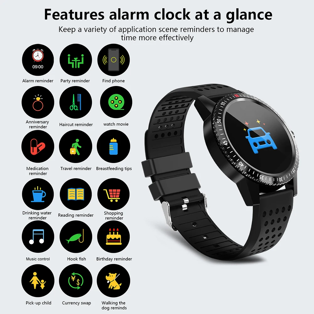T1 Смарт часы IP67 Водонепроницаемый Sleep Heart Rate Monitor Цвет Экран Носимых устройств 30
