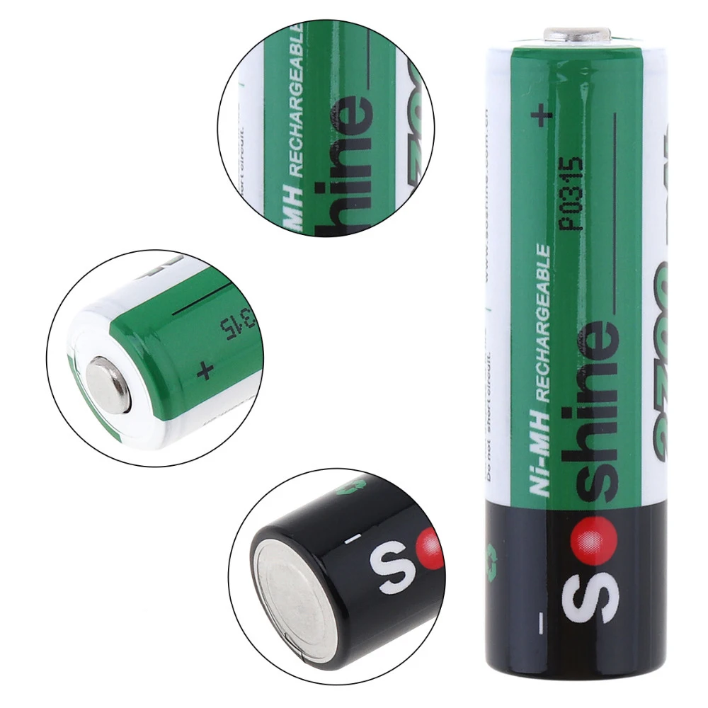 4 шт Soshine 1 2 v 2700mah AA Ni-MH защищенная аккумуляторная батарея + батарейный блок |