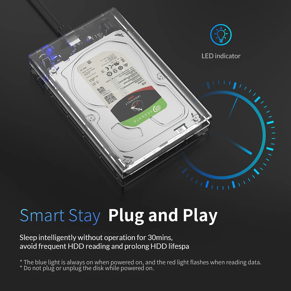 ORICO прозрачный корпус для жесткого диска 3 5 SATA USB3.0 футляр внешнего коробка с