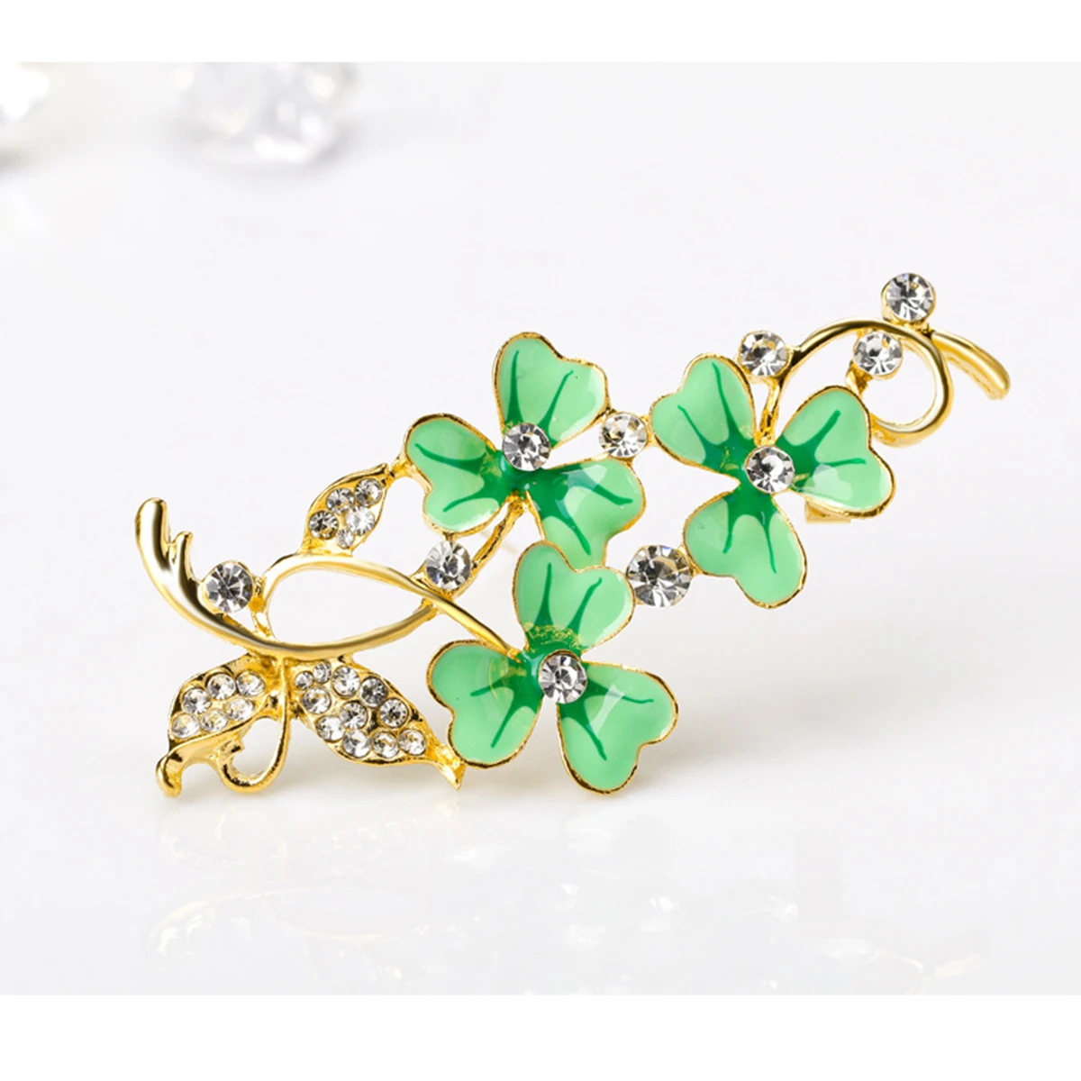 1 шт. брошь зеленая в форме клевера экологически чистый сплав капля масла